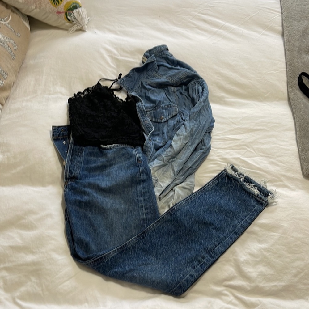 Ombré Denim Button-Down Shirt